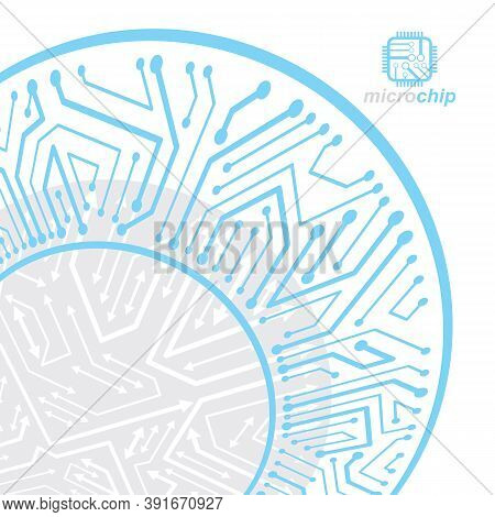 Vector Circuit Board, Digital Technologies Abstraction. Computer Microprocessor Scheme, Futuristic D