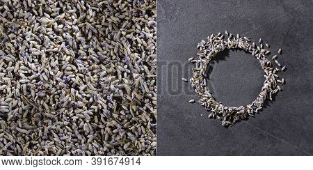 Dried Lavender Flowers - Lavandula. Top View