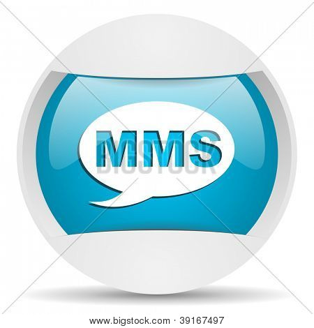 mms รอบไอคอนเว็บสีน้ำเงินบนพื้นหลังสีขาว
