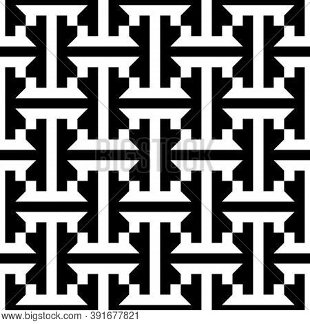 Seamless Stylized Sayagata Pattern. Repeated Interlocking Figures Background. Oriental Ornament. Tra