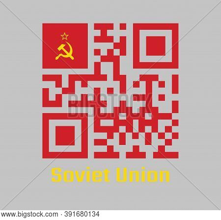 Qr Code Set Color Of Soviet Union Flag, A Plain Red Flag With A Golden Hammer And Sickle With Red St