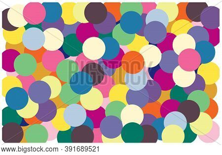 Multi Color Of Circle Put Overlap To Pattern. Colorful Of Geometry Shape Overlay To Texture Of Backd