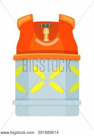 Gas Cylinder Vector Tank. Propane Bottle Icon Container. Oxygen Gas Cylinder Canister Fuel Storage. 