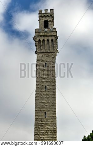 Pilgrim's Monument In Provincetown, Massachusetts To Commemorate The First Landfall Of The Pilgrims 