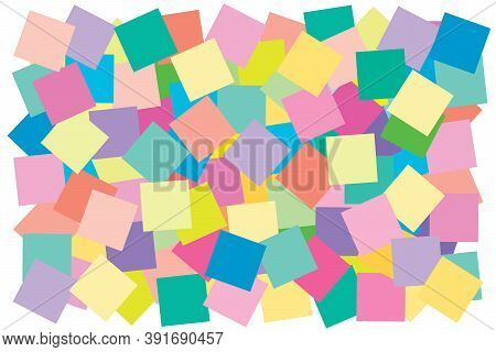 Multi Color Of Square Put Overlap To Pattern. Colorful Of Geometry Shape Overlay To Texture Of Backd