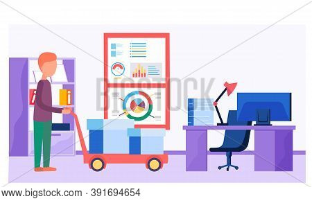 Information About The Metrics. Working And Analyzing Financial Statistics. Guy Transports Boxes To O