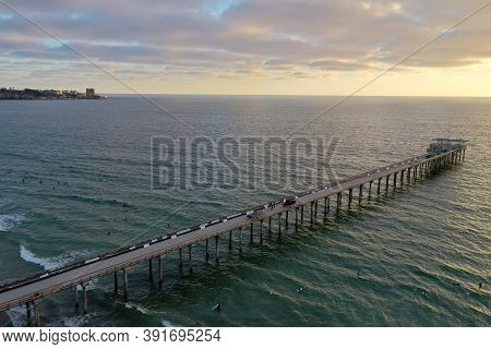 Aerial View Of Scripps Coastal Reserve In La Jolla, California At Sunset.