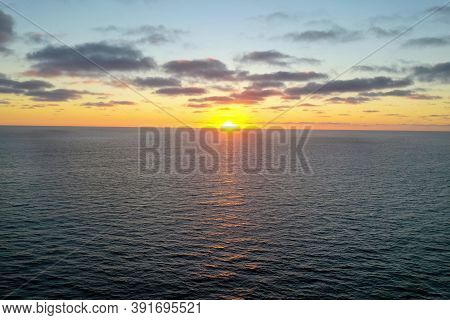 Aerial View Of Scripps Coastal Reserve In La Jolla, California At Sunset.