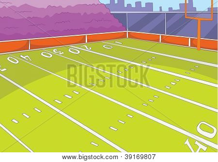 Stadio di Football americano. Cartone animato sfondo. Illustrazione vettoriale EPS 10.