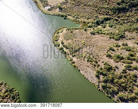 Amazing Aerial View Of Pchelina Reservoir, Pernik Region, Bulgaria