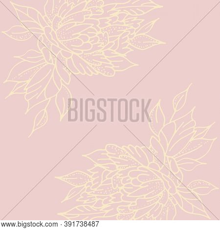 Mockup For Decorating A Ribbon On Social Networks. Background In Pastel Colors With Flowers. Frame F