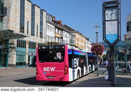 Moenchengladbach, Germany - September 18, 2020: Public City Bus In Rheydt District Of Moenchengladba