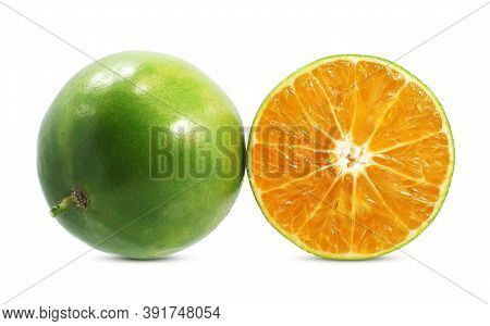 Calamansi Or Green Orange Fruits Isolated On White Background