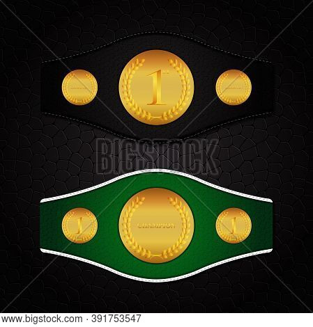 Championship Leather Belt For Boxing Green And Black