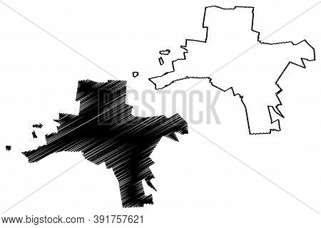 Pretoria City (republic Of South Africa, Rsa, Gauteng Province) Map Vector Illustration, Scribble Sk