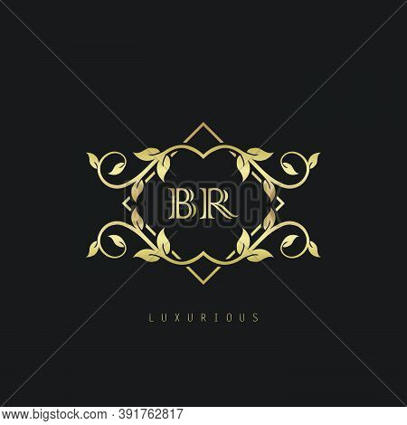 Classic Vintage Letter B, R, Br Logo. Vector Logo Design Concept Classic Vintage With Nature Leaves.