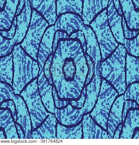 Textured Indigo Blue Grid Seamless Vector Pattern. Unisex Surface Print Design For Fabrics, Statione
