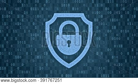 Antivirus, Data Protection And Cybersecurity Contept. Collage Illustration Of Closed Padlock With Ke