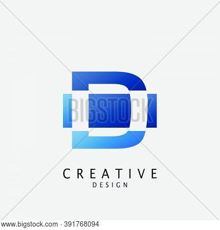 Negative Space Logo D Letter Techno Geometrical, Design Concept Geometric Shape With  Letter D  Logo
