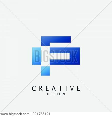 Negative Space Logo F Letter Techno Geometrical, Design Concept Geometric Shape With  Letter F  Logo