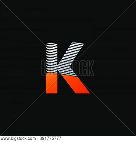 Line Stripes Letter K Logo Icon. Line Stripe Shape With Initial Letter K Logo Icon Design Concept.