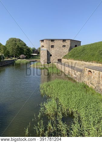 Kalmar, Sweden - June 5, 2019: Historical Castle Sourrounded With Water