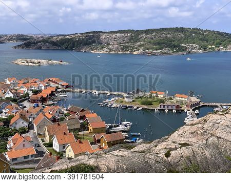 Fjallbacka, Sweden - June 10, 2019: Swedish Fishing Village Fjällbacka On The West Coast In Bohuslan