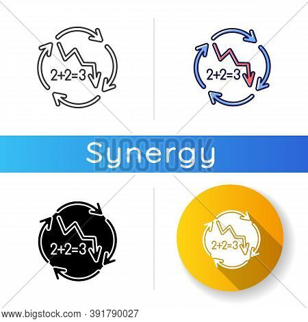 Negative Synergy Icon. Decline In Financial Figures. Decrease In Stock Numbers. Economic Failure. Ar