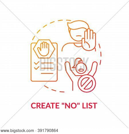 Create No List Concept Icon. Self Health Care Checklist. Healthy Body Restriction For Everyday Life.