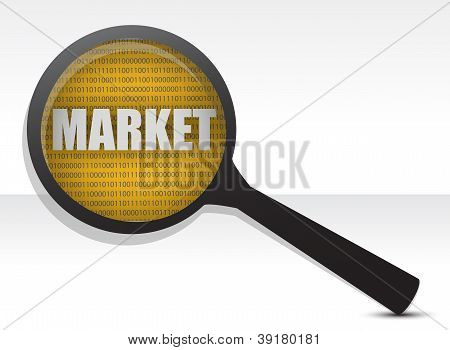 Markt unter einer Lupe