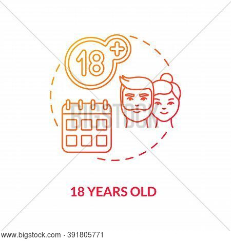 18 Years Old Concept Icon. Online Voting Requirement Idea Thin Line Illustration. Voter Registration