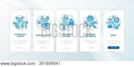 Ai Threats Onboarding Mobile App Page Screen With Concepts. Computer With Superintelligence Walkthro