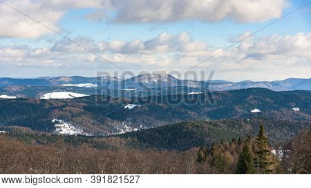 Winter Landscape Of Beski Sadecki Mountain Range Near Krynica Zdroj, Poland