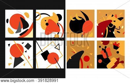 Geometric Pattern Set On White Isolated Backdrop. Fond Collection For Wallpaper, Web Site, Sleeper, 