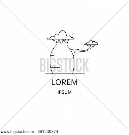 A Line Logo With Baobab Tree. Nature Business Card Template. African Flora.
