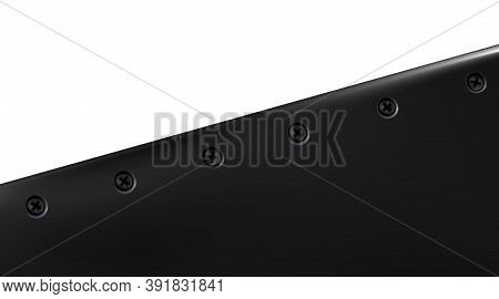 Technological Background From Sheet Painted Metal Or Plastic, Screwed. Black Realistic Metallic Blui