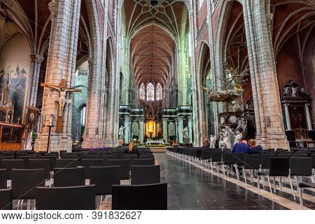 Gent, Belgium - June 2018: Interiors Of Saint Bavo's Cathedral