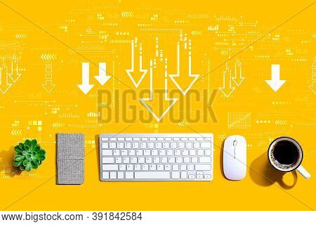 Descending Arrows With A Computer Keyboard And A Mouse