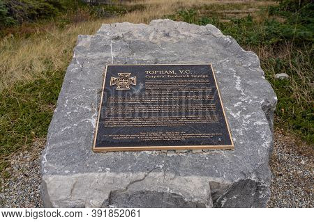 Alberta, Canada - Oct 10 2020 : Monument Of Frederick George Topham In Kootenay Plains Ecological Re
