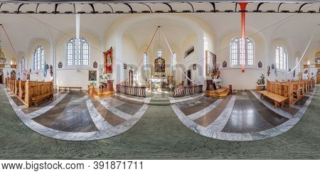 Derechin, Belarus - October 2020: Full Spherical Seamless Hdri Panorama 360 Degrees Angle Inside Int
