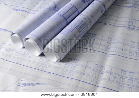 Arkitektonisk Blueprins på et bord