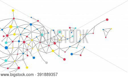 Abstract Pattern Dot Line Connection Background Blue Red White Yellow Elements