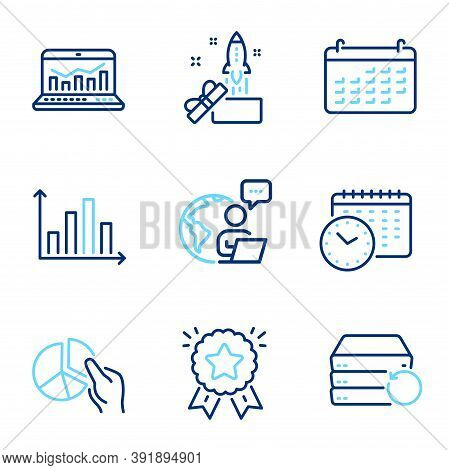 Education Icons Set. Included Icon As Web Analytics, Calendar, Innovation Signs. Diagram Graph, Cale