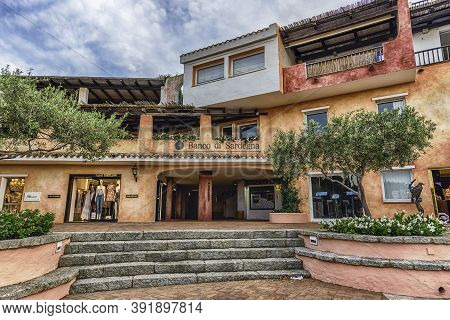 Porto Cervo, Italy - August 3: View Of Piazzetta Del Cervo, One Of The Main Squares In Porto Cervo, 
