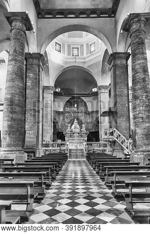 Alghero, Italy - August 6: Interiors Of The Cathedral Of St. Mary The Immaculate, Main Roman Catholi