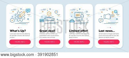 Set Of Business Icons, Such As Cogwheel, Transport Insurance, Presentation Symbols. Mobile Screen Ap
