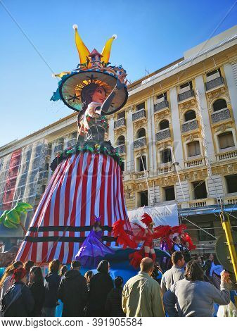 Nice, Cote D'azur, France - February 23, 2020: Nice Carnival (carnaval De Nice).  This Years Theme I
