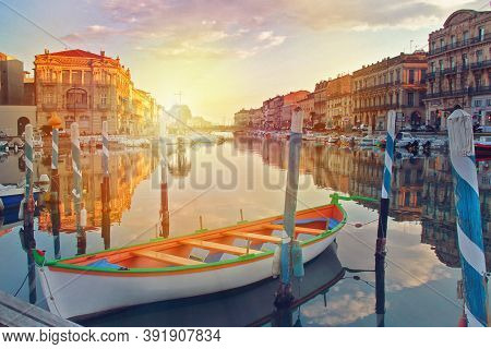 Sete, France - Mars, 04, 2017: Sete -  Fascinating Small Town On The French Mediterranean Coast  Kno