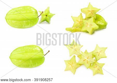 Set Of Carambolier Isolated On A White Background With Clipping Path