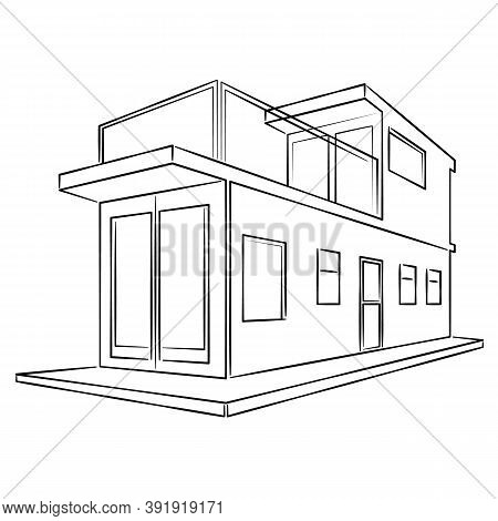 Modern Fashionable Designer Private Residential Building. Minimal Modern Architecture Concept. Count